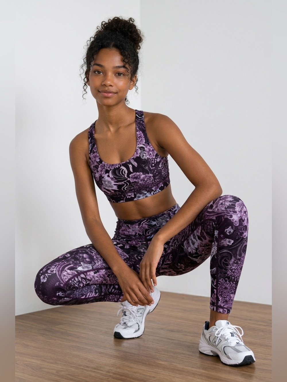 lululemon athletica Purple Floral Print High-Rise Leggings w Pockets
